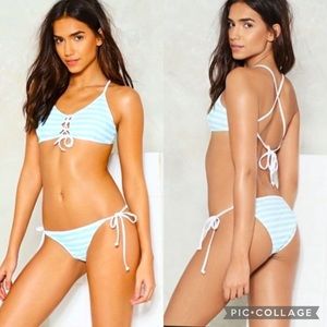 Nasty Gal Stripes Bikini Set Medium
